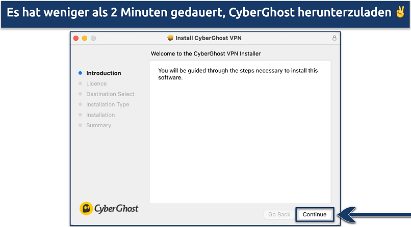 Screenshot showing the CyberGhost installer