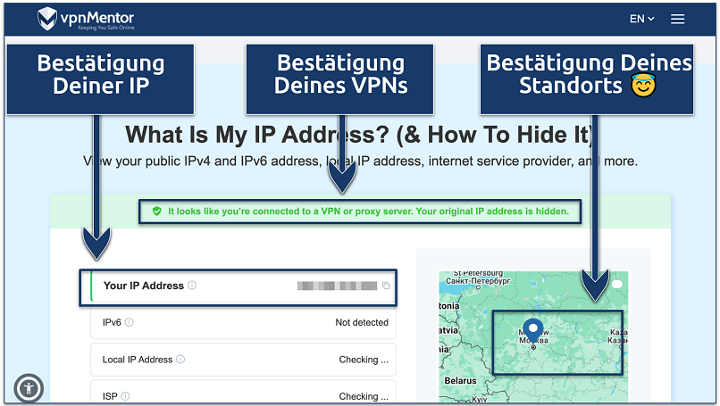 Screenshot showing the The How To Guide IP checker tool