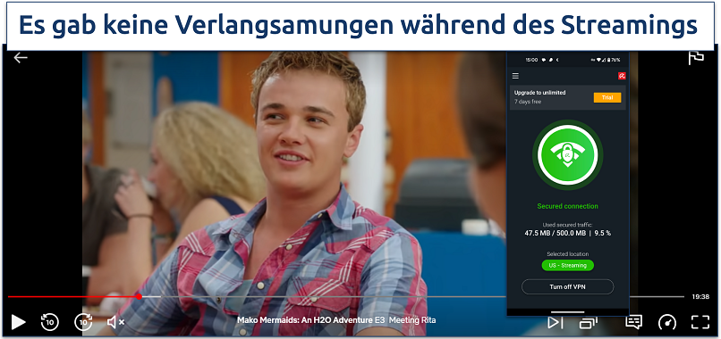 Ein Screenshot, wie wir uns Seinfeld auf Netflix US ansehen, während wir mit einem amerikanischen Server von Avira Phantom VPN verbunden sind