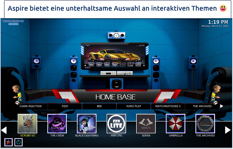 Screenshot of the Aspire build home interface