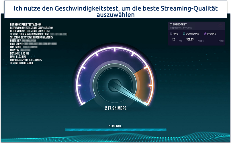 Screenshot of the Atomic Build's built-in speed test tool